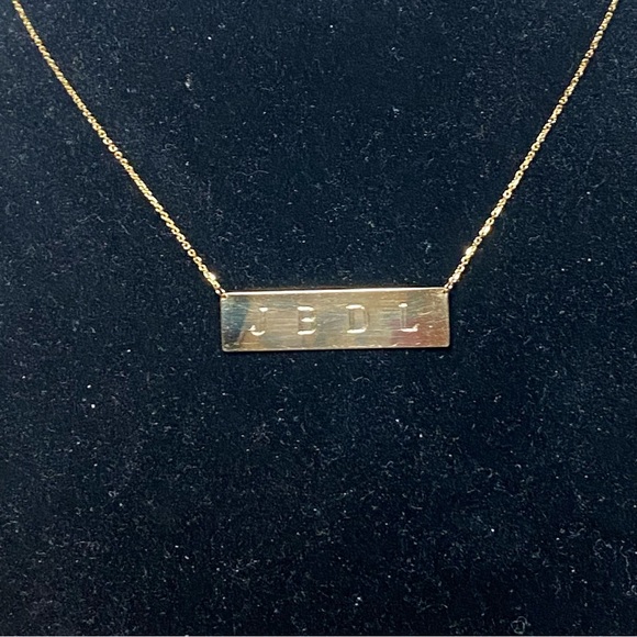 14K Yellow Gold Initials J B D L Plate Necklace